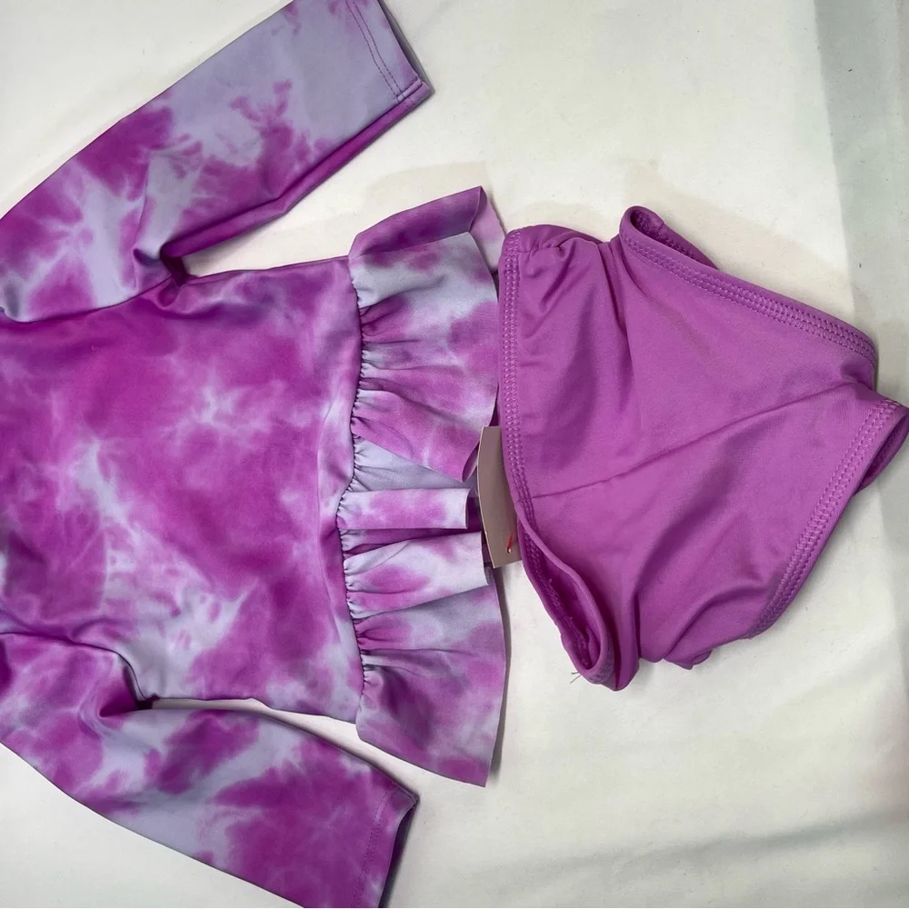 CAT & JACK RAINBOW W/SEQUINS SUN PROTECTION SWIM SET‎ 12M SPF 50+ LAVENDER NEW